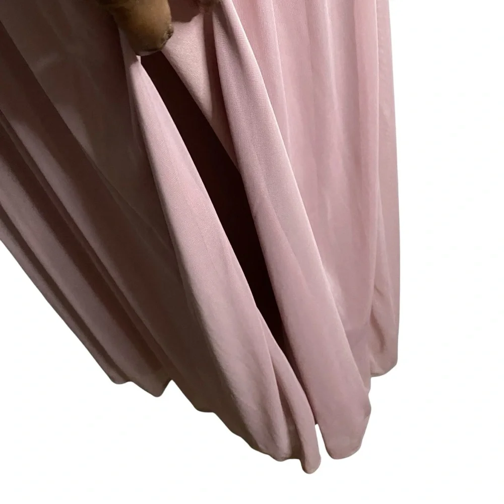 David's Bridal Women’s Rose Gold One-Shoulder Floral Print  Bridesmaid Dress - Picture 5 of 10